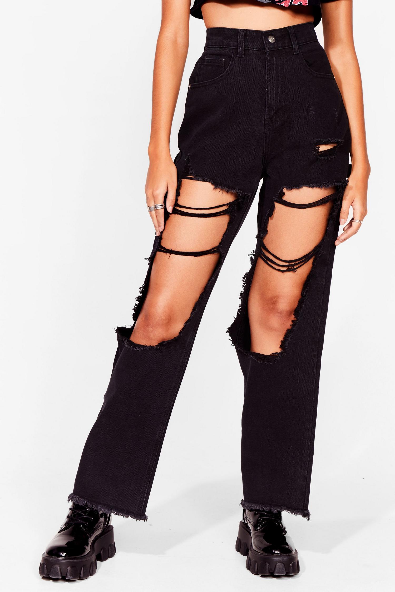 Extreme Ripped Wide Leg Jeans | Nasty Gal